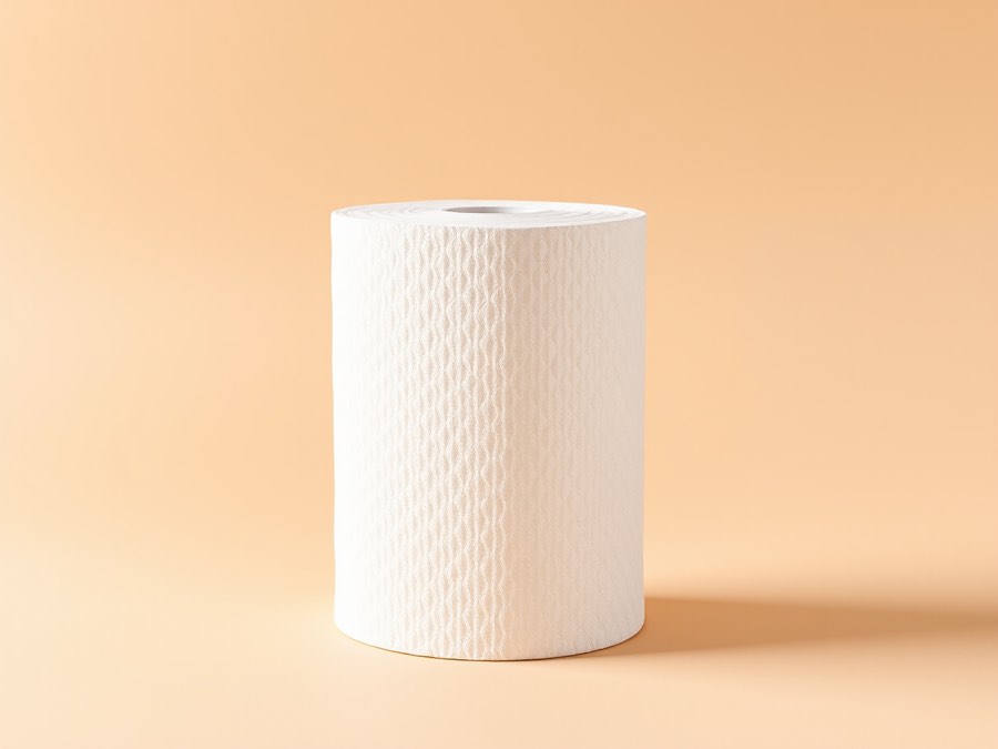 Three sheets of premium paper towel rolled into a tight cylinder